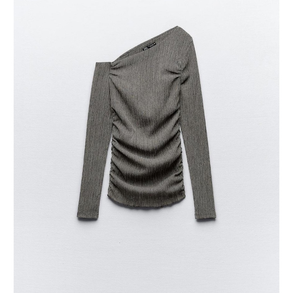 Asymmetrical Gray Long Sleeve Top